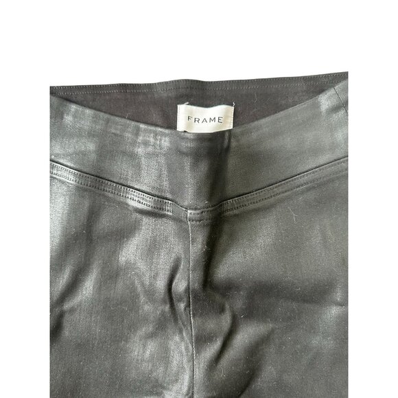 FRAME Womens Black Waxed Pull On Jeans Size 1 - Picture 2 of 6